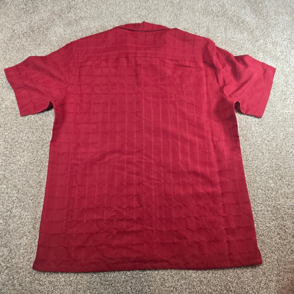 Batik Bay Mens Large Red Short Sleeve Button Down Textured Camp Shirt L - Picture 3 of 7
